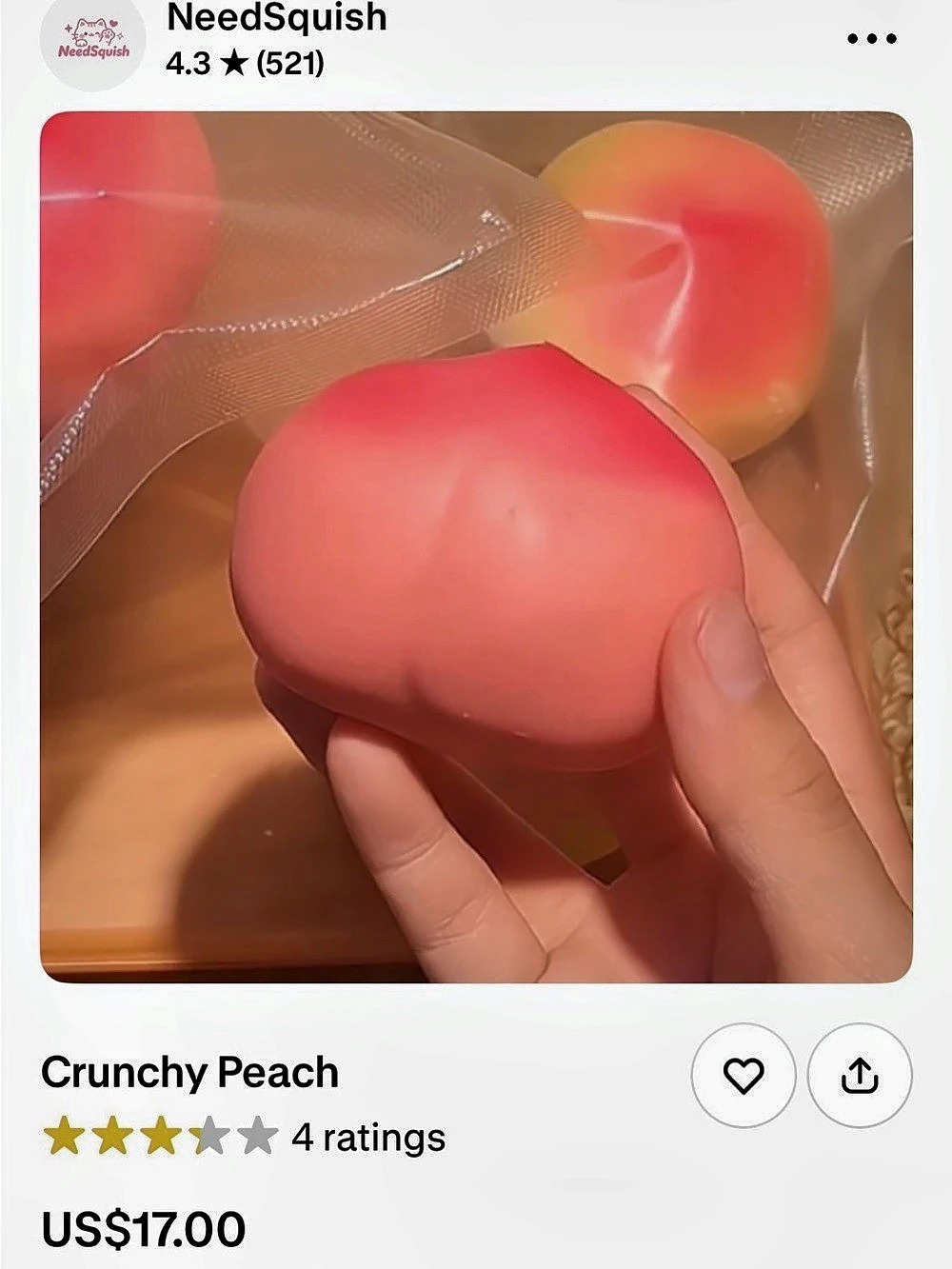NeedSquish Crunchy Peach Squishy, Crunchy pistachio, crunchy durian,corn &orange